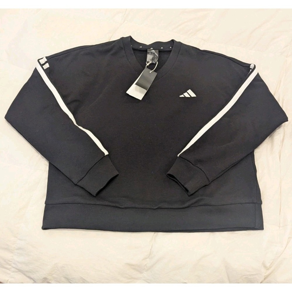 Athleisure Minimalist Adidas 3 Stripe Crewneck Sweatshirt NWT Large